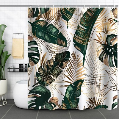 LunaLulinlk Tropical Palm Leaf Jungle Rainforest Plants Modern Boho Bathroom Curtain, 72x72