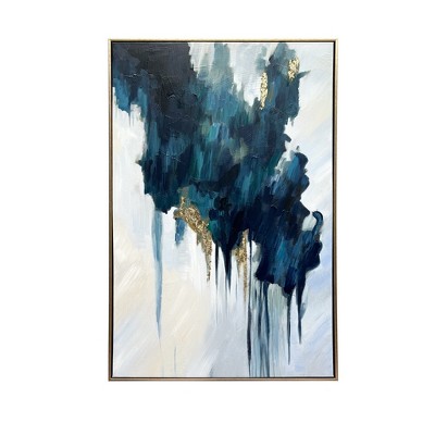 HomeRoots Turquoise Glimmer Gold Floater Frame Wall Art