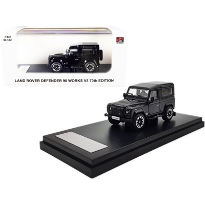 Land Rover Defender 90 Works V8 Black Metallic "70th Edition" 1/64 Diecast Model Car by LCD Models
