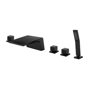 Cobbe Matte Black 5-Hole Installation Tub Faucet Kit -2 Switches, 1 Diverter Knob, 7.09-Inch Wide Tub Spout, Hand Shower - 1 of 4