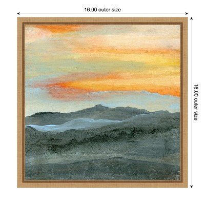Sunset Over Blue Mountains Canvas Wall Art Print in Wooden Frame