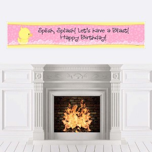 Big Dot of Happiness Pink Ducky Duck - Girl Happy Birthday Decorations Party Banner - 1 of 4