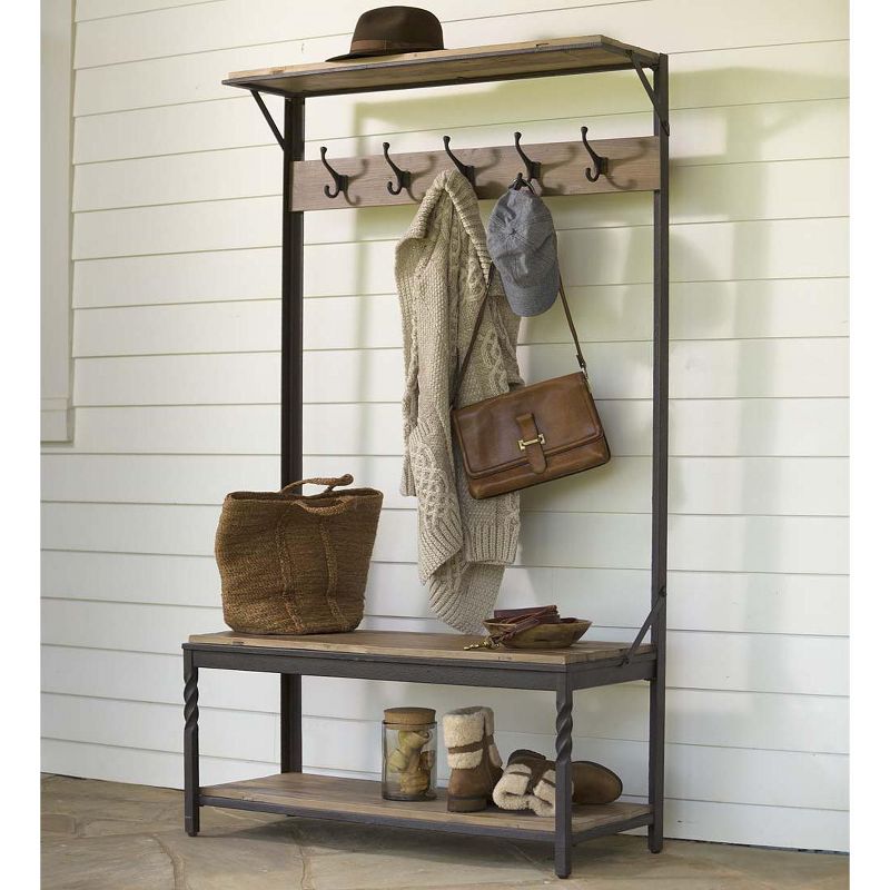Plow & Hearth - Deep Creek Rustic Coat Rack with Storage & Shelves - Made from Reclaimed Wood, 2 of 7