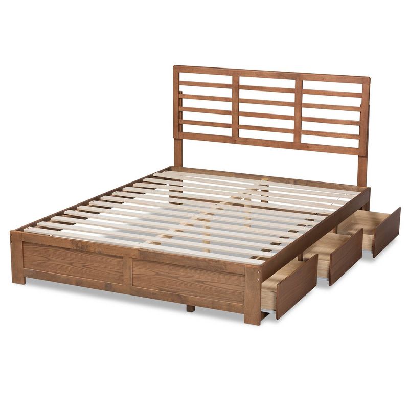 Full Piera Modern Wood 3 Drawer Platform Storage Bed Walnut/Brown - Baxton Studio, 6 of 12