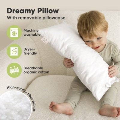 Soft White Ergonomic Toddler Pillow with Pillowcase