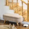 HOMCOM Upholstered Storage Ottoman Bench, 43.3" End of Bed Bench with Wood Legs, Oval Modern Entryway Bench, Beige - 2 of 4
