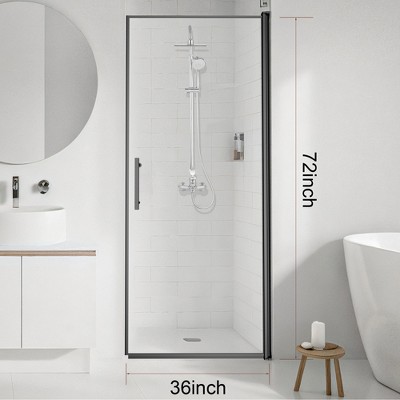 CIPACHO Adjustable Pivot Swing Shower Door: Matte Black, Leak-Proof & Durable,30*72 Inch