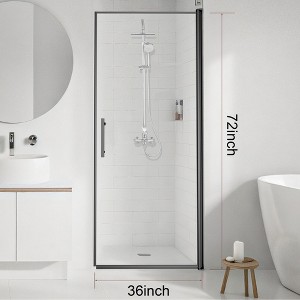 CIPACHO Adjustable Pivot Swing Shower Door: Matte Black, Leak-Proof & Durable,30*72 Inch - 1 of 4