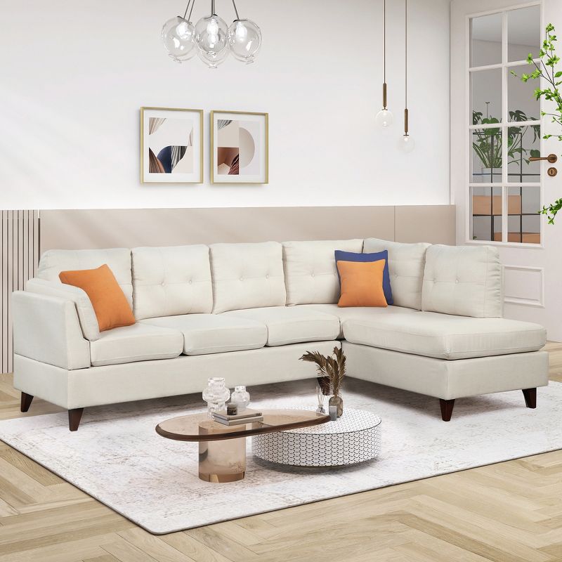 97.2" Upholstered Sectional Sofa Couch with Chaise Lounge and one Lumbar Pad-ModernLuxe, 1 of 16