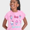 Girls' Hello Kitty Let's Celebrate Short Sleeve Graphic T-Shirt - Pink - 2 of 4