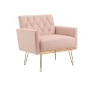 CAVINAS Velvet Accent Chair with Tufted Button Back, Gold Metal Legs and Trim, Wide Seat and Armrests, for Living Room, Bedroom - 3 of 4
