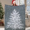 Lomsoe Gray and White Xmas Tree Flannel Throw Blanket, Winter Holiday Decorative Blankets, Super Soft Cozy Throw Blankets for Home Sofa Couch - 3 of 4