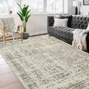 Regional carpet,vintage worn-out floral carpet,used for entrance,kitchen,living room,office,bedroom - 1 of 4