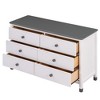 Storage Dresser Wood Storage Cabinets Easy Installation Drawer Cabinet With 6 Drawers Storage Cabinet For Dining Room Living Room Bedroom, White+Gray - 3 of 4