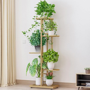 5 Tier Plant Stand, Heavy Duty Corner Metal Flower Pot Stands, Flower Pot Holder Display Plant Stand for Patio Garden Living Room - 1 of 4