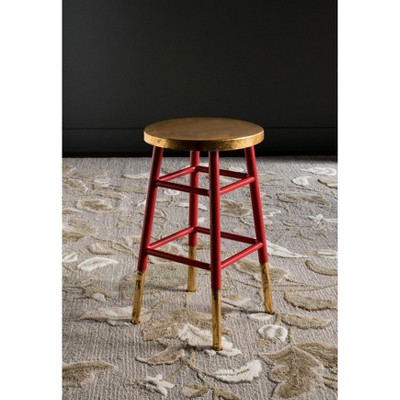 Transitional 24" Red and Gold Metal Counter Stool
