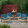Set of 4 Outdoor Acacia Wood Patio Club Chairs with Water-Resistant Cushions, Outdoor Chair with Slat Panel Design for Garden or Deck-Coolbibila - 2 of 4