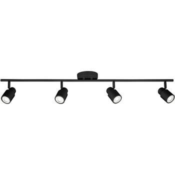 Pro Track Melson 4-Head LED Wall or Ceiling Track Light Fixture Kit Spot Light GU10 Dimmable Adjustable Black Modern Kitchen Bathroom Dining 40" Wide