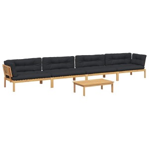 vidaXL Pallet Sofa Set Natural wood, Black - 1 of 4