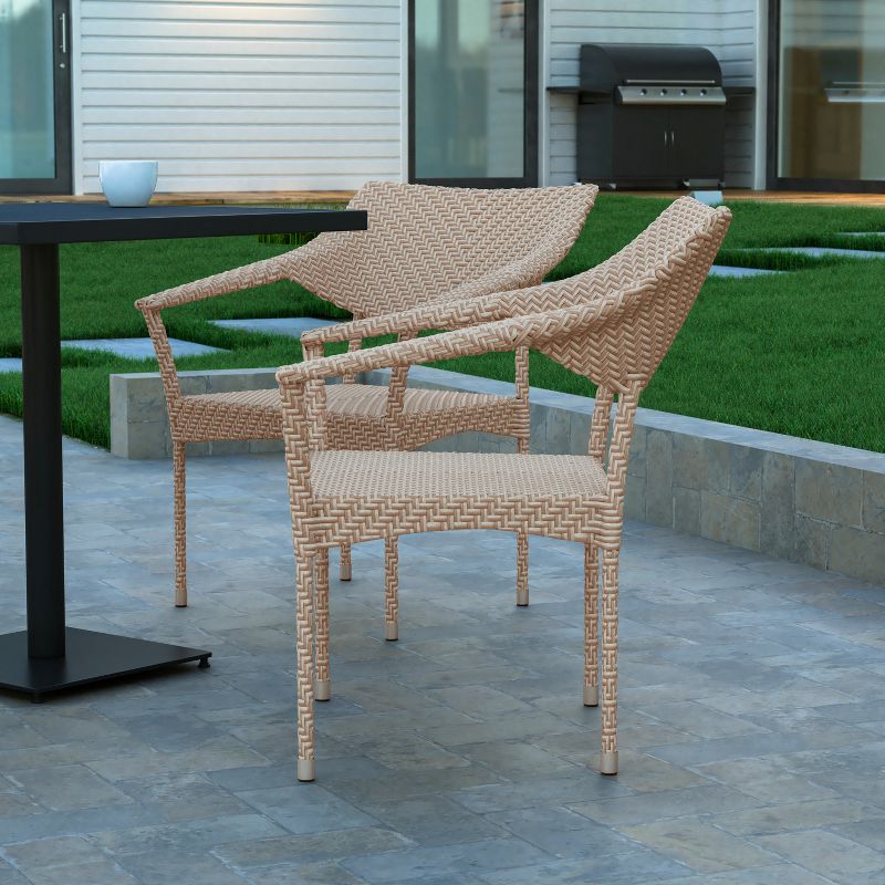 Emma and Oliver Modern All-Weather Patio Dining Chairs with Fade and Weather Resistant PE Rattan and Reinforced Steel Frame, 2 of 12