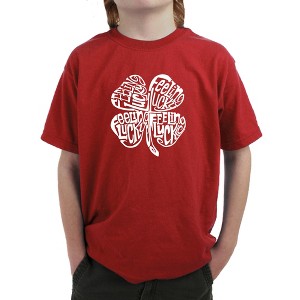 LA Pop Art Boy's Word Art T-shirt - Feeling Lucky - 1 of 4