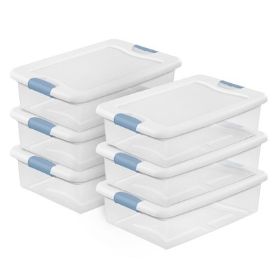 Sterilite Clear Plastic Stackable Storage Container Bin Box Tote with White Latching Lid Organizing Solution for Home & Classroom