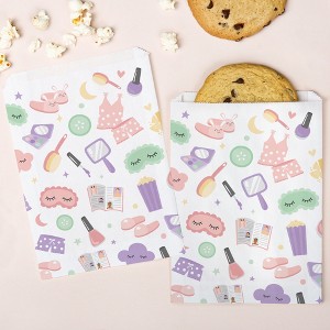 Big Dot of Happiness Pajama Slumber Party Paper Treat Bags, Girls Sleepover Party Candy Bags, Greaseproof White Paper Sandwich Cookie Bags - 25 Count - 1 of 4