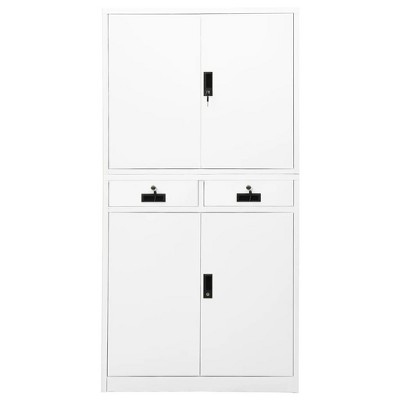 vidaXL Office Filing Cabinet, Durable Steel Design, 2 Lockable Drawers, 3 Adjustable Shelves, White, Load Capacity 198.4 lbs, Assembly Required