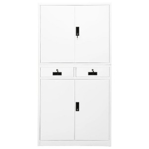 vidaXL Office Filing Cabinet, Durable Steel Design, 2 Lockable Drawers, 3 Adjustable Shelves, White, Load Capacity 198.4 lbs, Assembly Required - 1 of 4