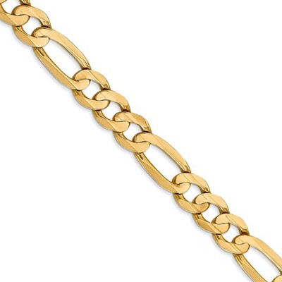 Black Bow Jewelry Men's 7.5mm 10k Yellow Gold Solid Concave Figaro Chain Necklace