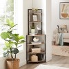 6-Tier Rustic Corner Bookshelf with Open Wood Shelves and Metal Frame,Freestanding Small Shelving Unit for Plants and Living Room-Baofuwish - 2 of 4