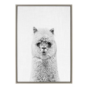 23" x 33" Sylvie Hairy Alpaca Framed Canvas by Simon Te Tai Gray - Kate & Laurel All Things Decor: Modern Vertical Wall Art - 1 of 4