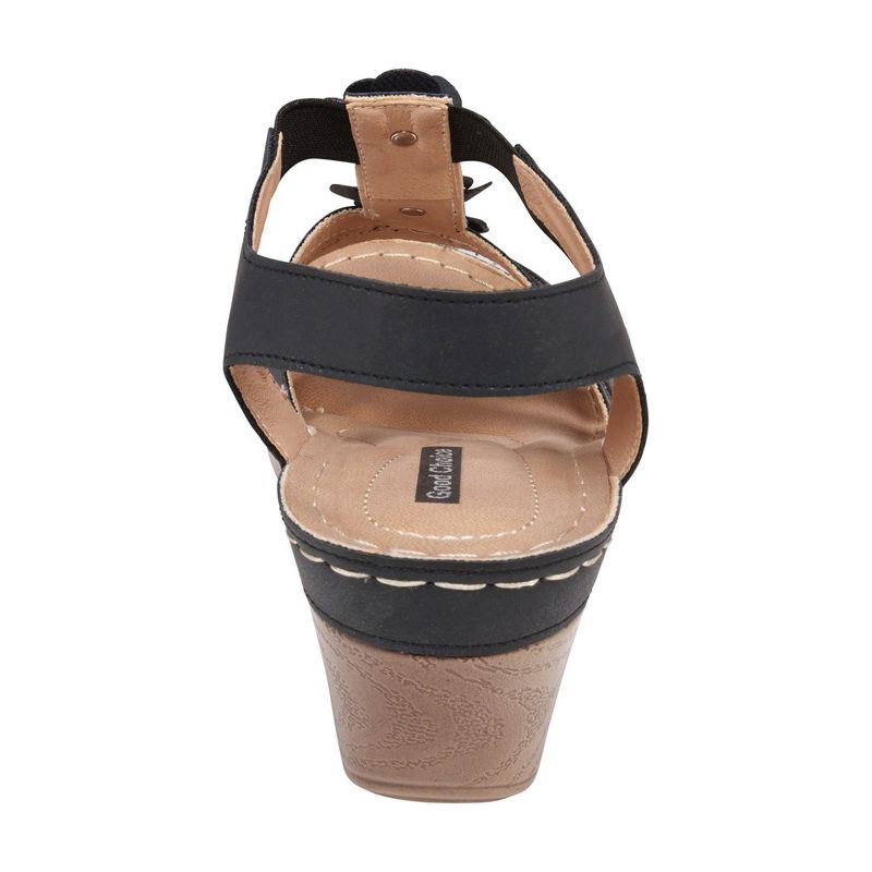 GC Shoes Beck Elastic Flower Comfort Slingback Wedge Sandals, 3 of 6