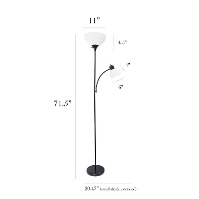 Adjustable Dual-Light Torchiere Floor Lamp in Sleek Black