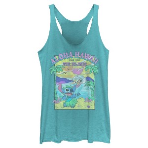 Womens Lilo & Stitch Aloha Hawaii Come Visit the Islands Racerback Tank - 1 of 4