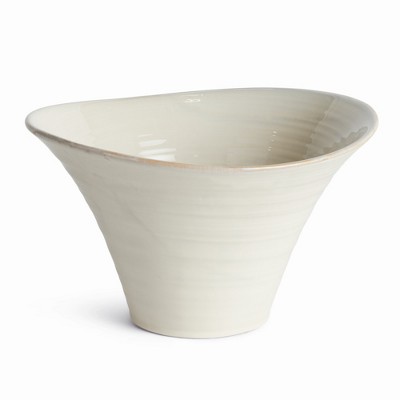 Plum & Post Cotes Pot Large - White Stoneware Planter w/ Drain Hole