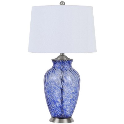 Cal Lighting 150W 3 way Ashland glass table lamp with hardback taper drum fabric shade