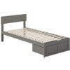 AFI Furnishings Boston Twin Extra Long Bed with Foot Drawer in Grey - 3 of 4