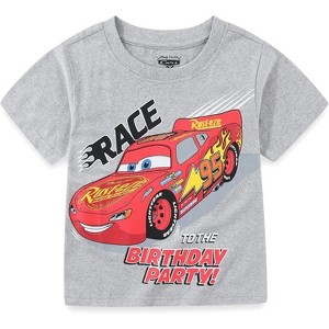 Disney Cars Lightning McQueen Birthday Boys Short Sleeve T-Shirt for Toddler and Big Kids - 1 of 3