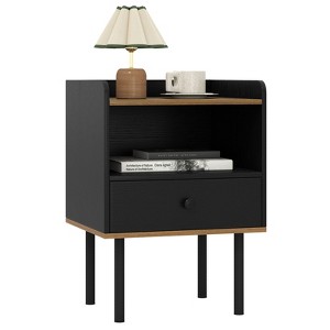 Tangkula 3-Tier Sofa Side Table w/ Open Storage Shelf Metal Legs for Living Room Bedroom - 1 of 4
