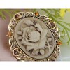 Alilang Vintage Gothic Cameo Rose Brooch Pin with Antique Silvery Tone and Rhinestone Accents - 2 of 4
