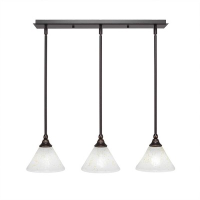 Toltec Lighting Any 3 - Light Chandelier in  Dark Granite with 7" Gold Ice Shade