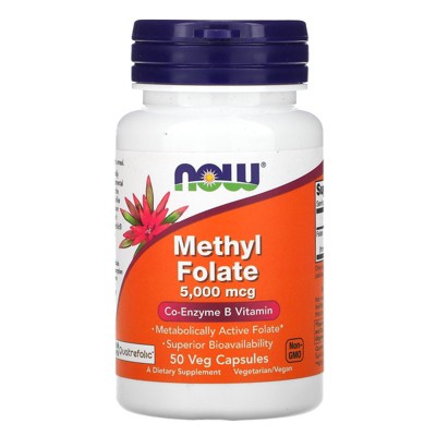 Now Foods Methyl Folate, 5,000 mcg, 50 Veg Capsules, Vitamin B
