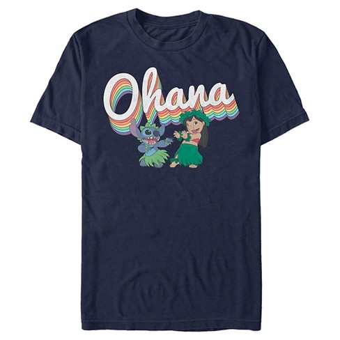 Men's Lilo & Stitch Rainbow Ohana Hula Dance T-shirt - Navy Blue - 3x ...