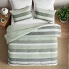 AENKYO Lightweight Fluffy Comforter Set, 3-Piece Stripe Print Bedding with Matching Shams, Contemporary Style Collection - 3 of 4