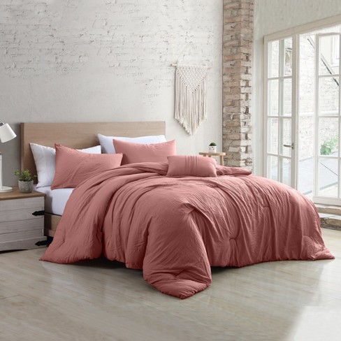 Modern Threads 4 piece Garment washed Comforter Set Beck Dark Rose King Target