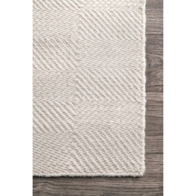 Cream Geometric Handmade Wool Area Rug
