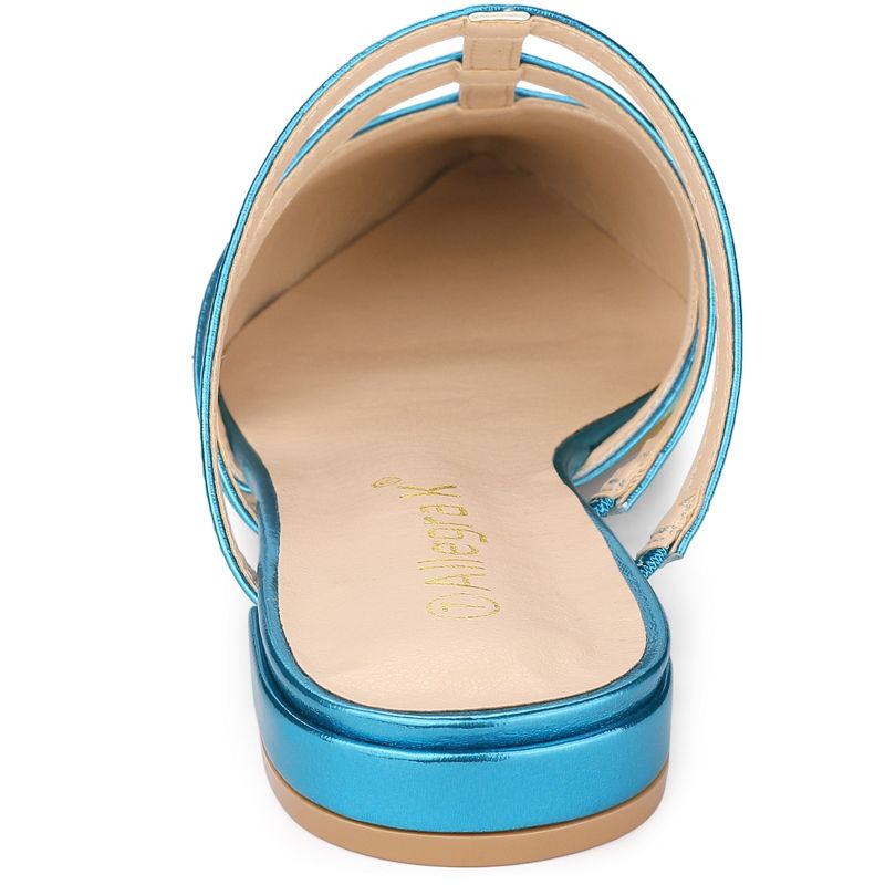 Allegra K Women's T-Strap Glitter Slip-On Pointed Toe Flats Mules, 4 of 8