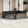 vidaXL 11 Piece Patio Sofa Set with Cushions - Gray Poly Rattan - 2 of 4