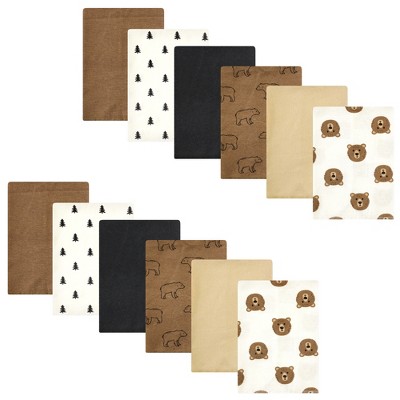 Image of Hudson Baby Cotton Flannel Burp Cloths Bundle, Brown Bear, One Size